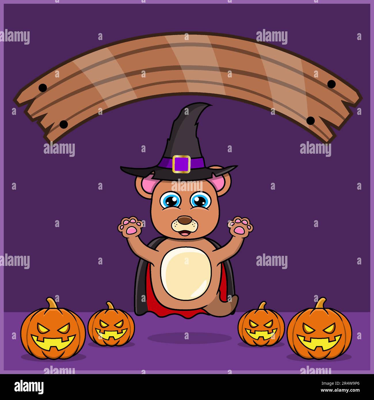 Cute Bear Animal wearing Vampire Halloween Custome, With Blank Space