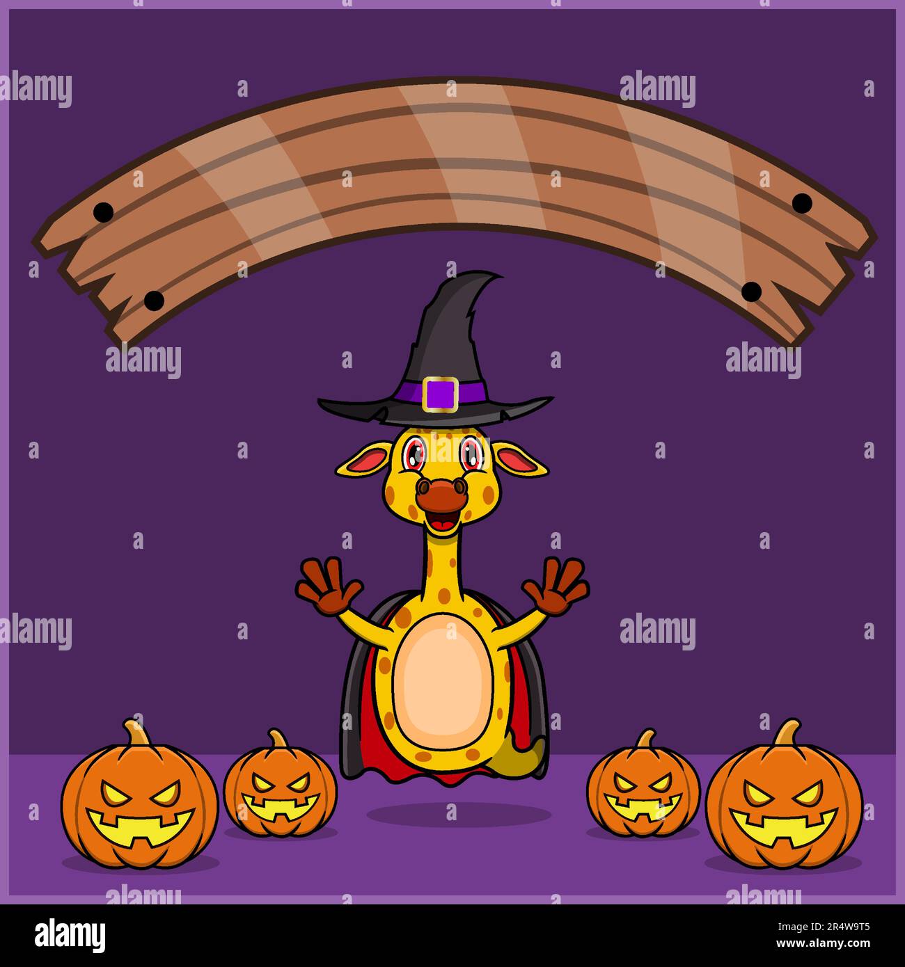 Cute Giraffe Animal wearing Vampire Halloween Custome, With Blank Space