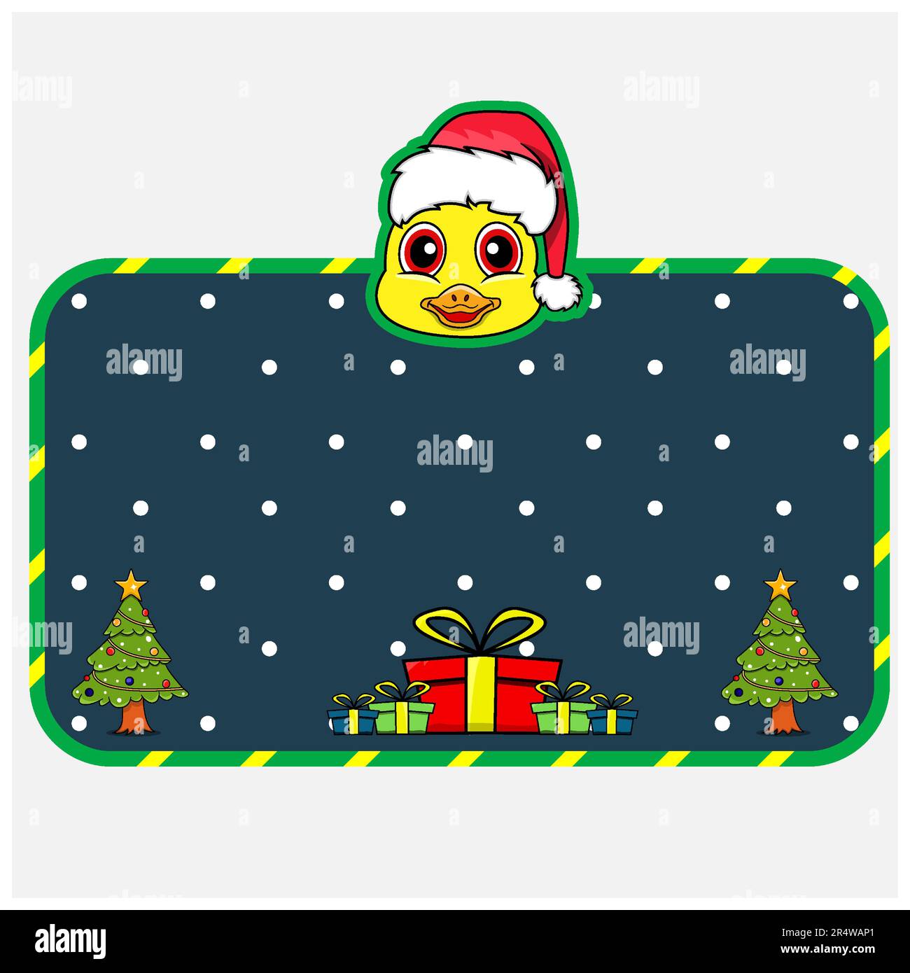 Christmas and New Year Greeting Card With Duck Character Design. Head ...