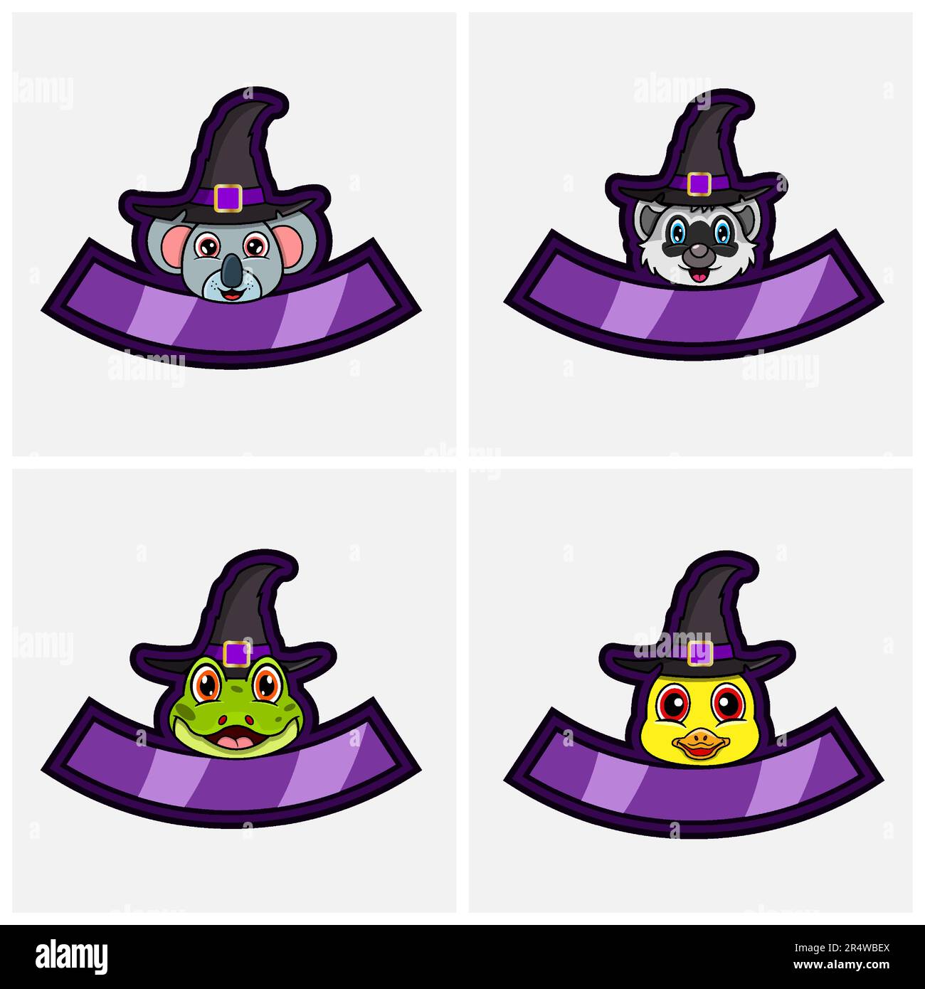 Set Cute Animals Head Character. For Logo, Icon, badge, emblem and ...