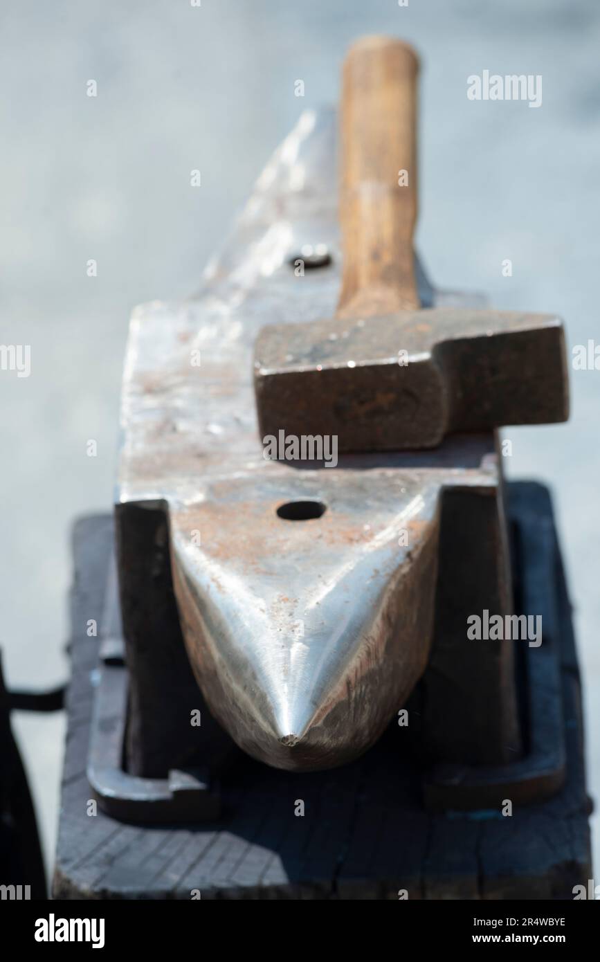 Anvil and Hammer, Blacksmith Tools Stock Photo