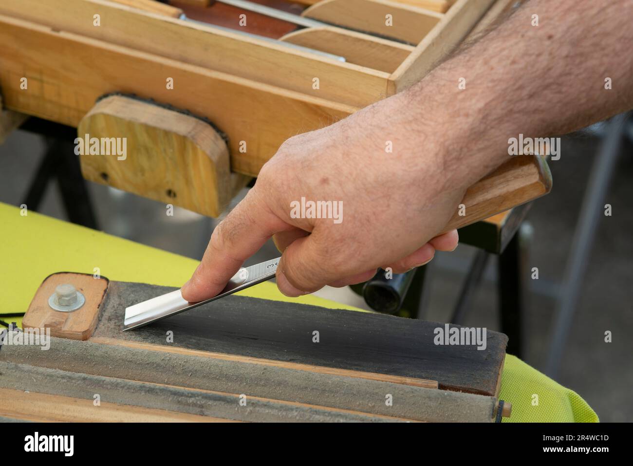Gouge Over Sharpening Leather Stock Photo