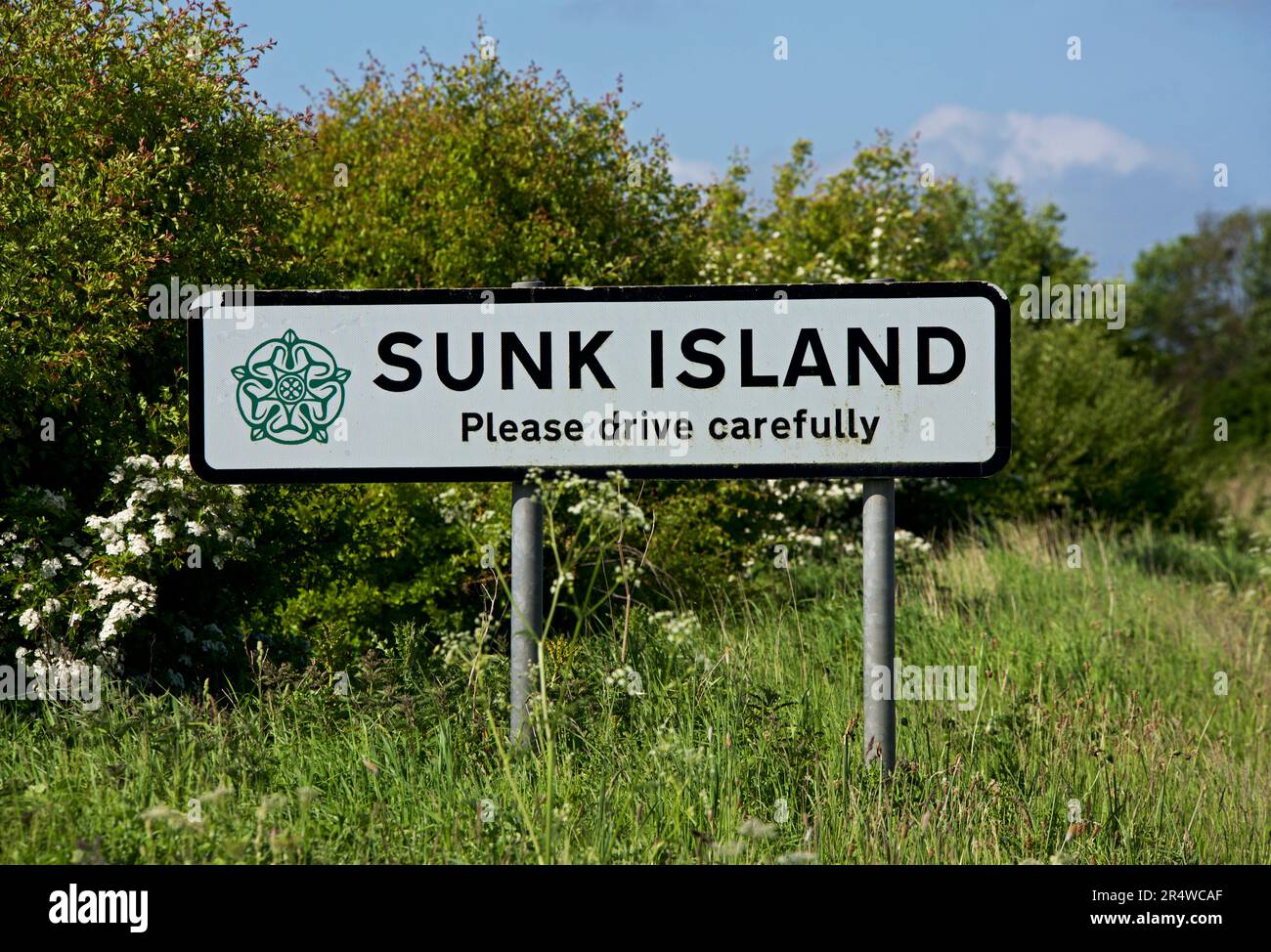 Sign for Sunk Island, Holderness, East Yorkshire, England UK Stock