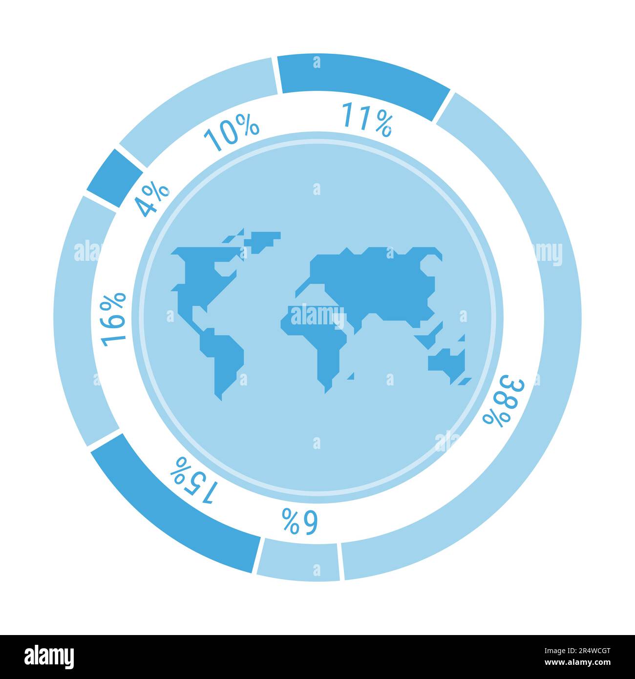 World statistics round circle chart icon. Flat vector illustration ...