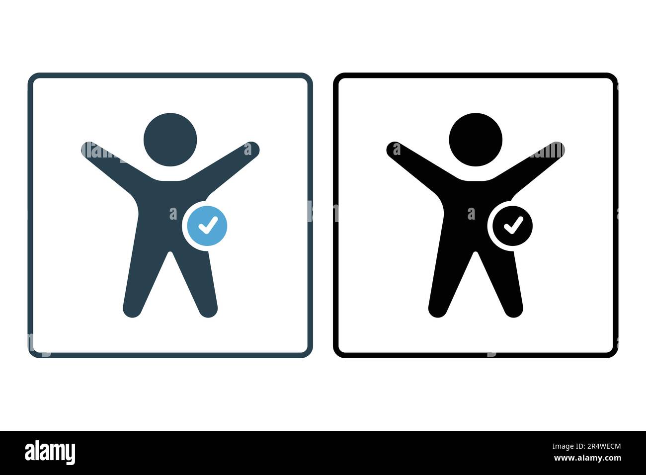 Wellness icon. People with check marks. icon related to healthy living. solid icon style design. Simple vector design editable Stock Vector