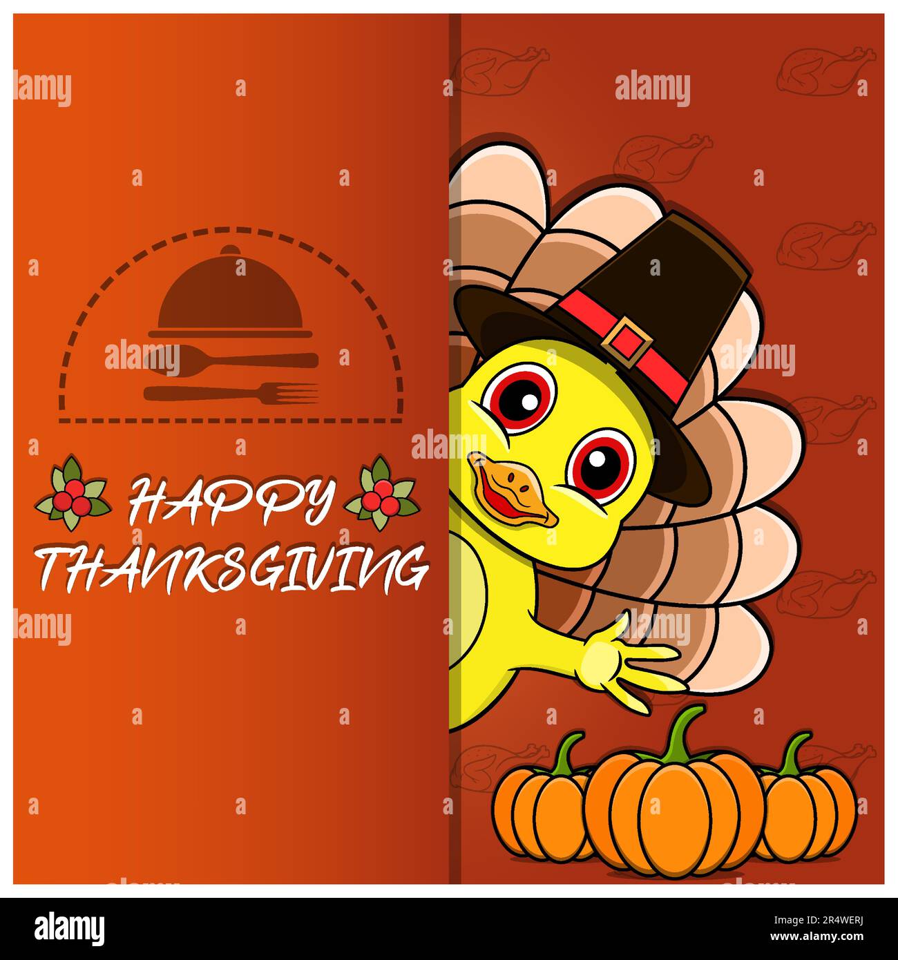 Thanksgiving card with Duck Character Design. Happy Thanksgiving