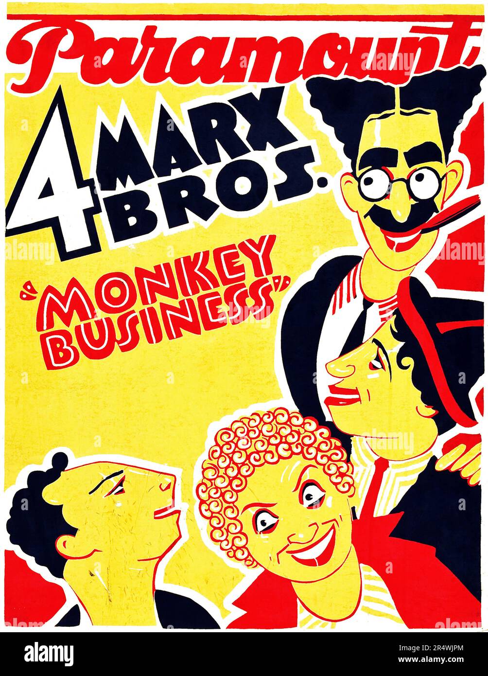 Monkey Business is a 1931 comedy film. It is the third of the Marx Brothers' released movies, and the first not to be an adaptation of one of their Broadway shows. The film stars the four brothers: Groucho Marx, Chico Marx, Harpo Marx, and Zeppo Marx, and screen comedienne Thelma Todd. It is directed by Norman Z. McLeod. The story takes place in large part on an ocean liner crossing the Atlantic Ocean. Stock Photo