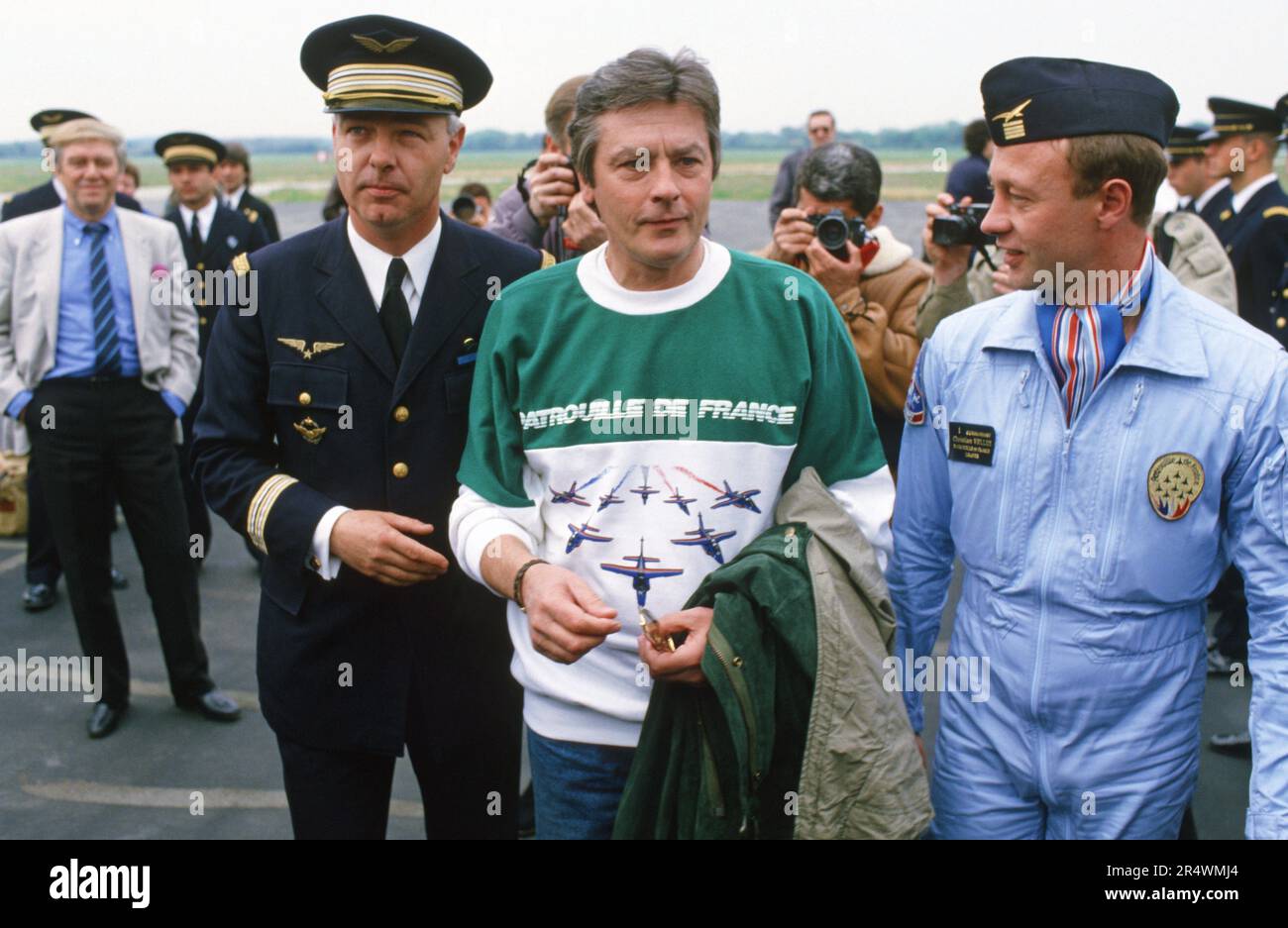 French actor Alain Delon, sponsor of the Patrouille de France in 1988 ...