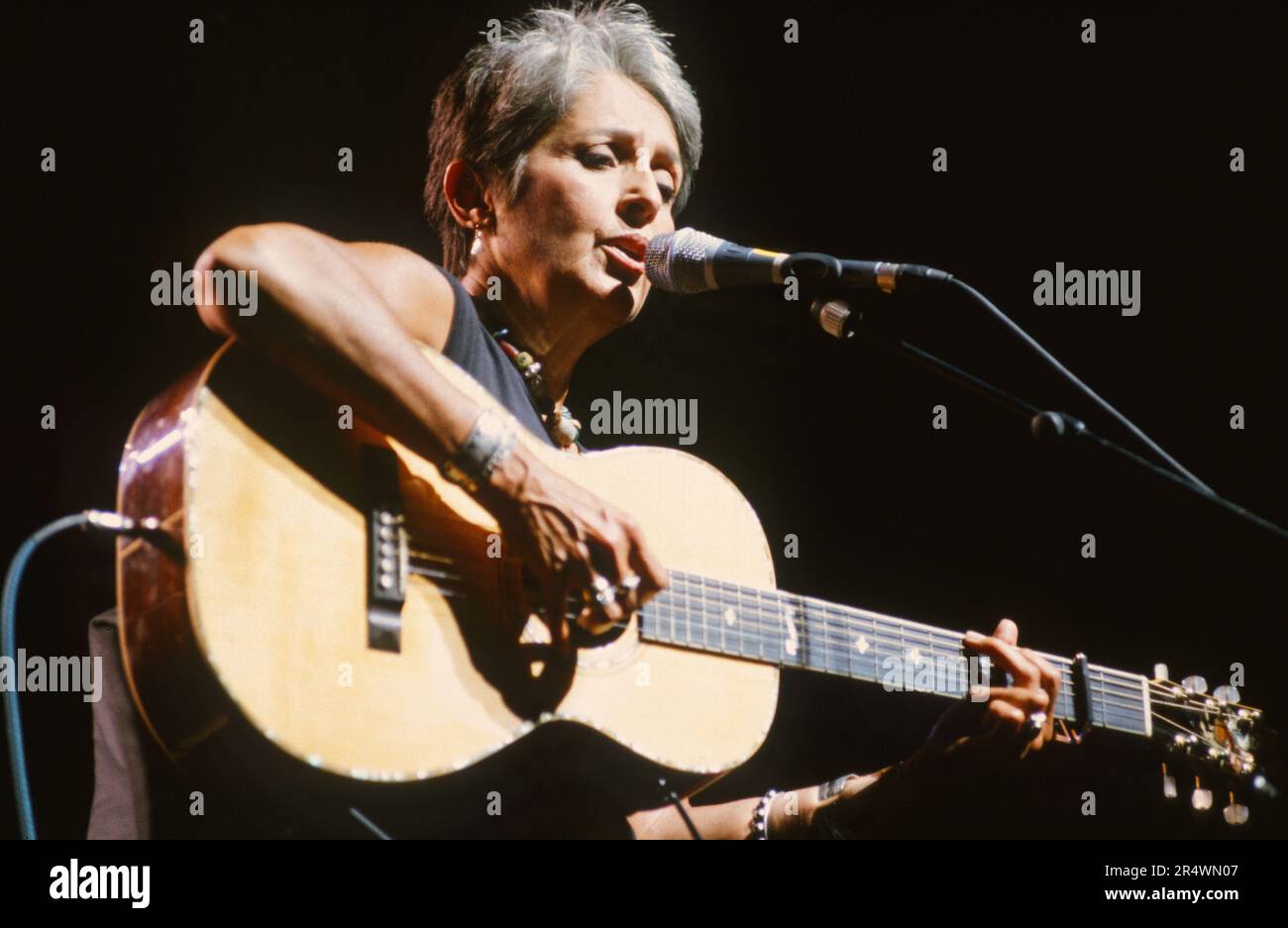 American folk singer Joan Baez at a concert, c.1999. Stock Photo