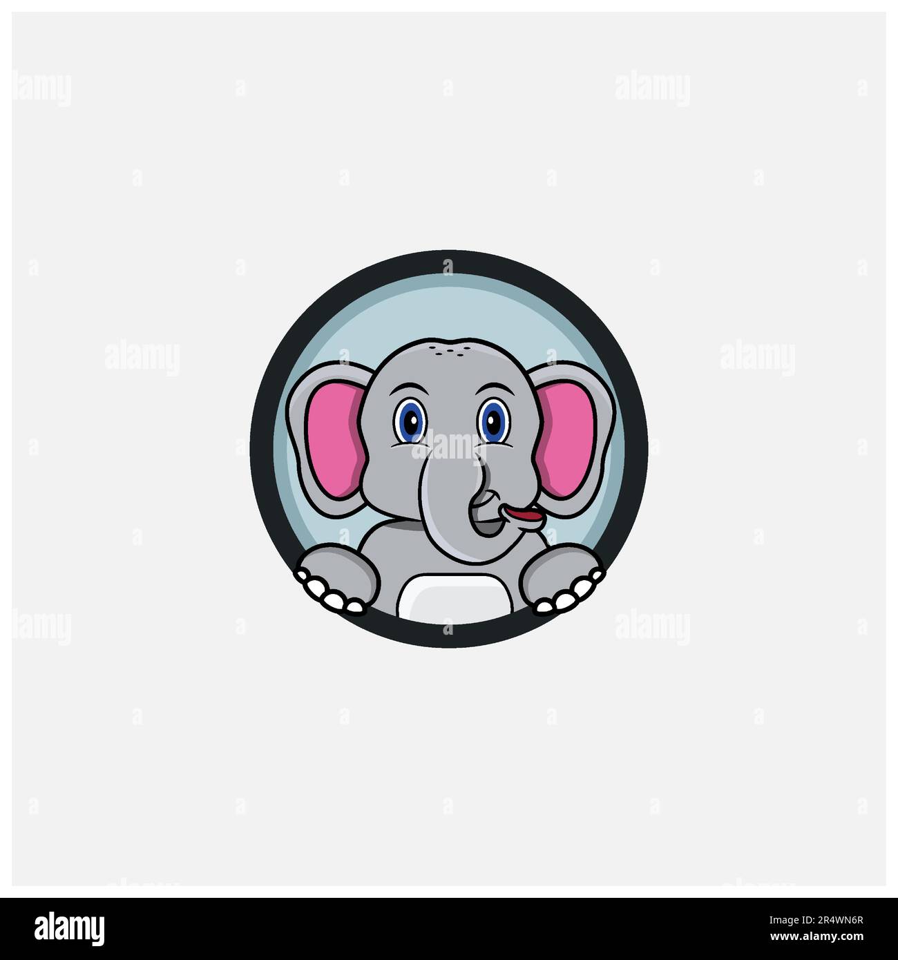 Funny Elephant Head Character Design. Perfect For Logo, Label, Template and Icon. Vector and Illustration. Stock Vector