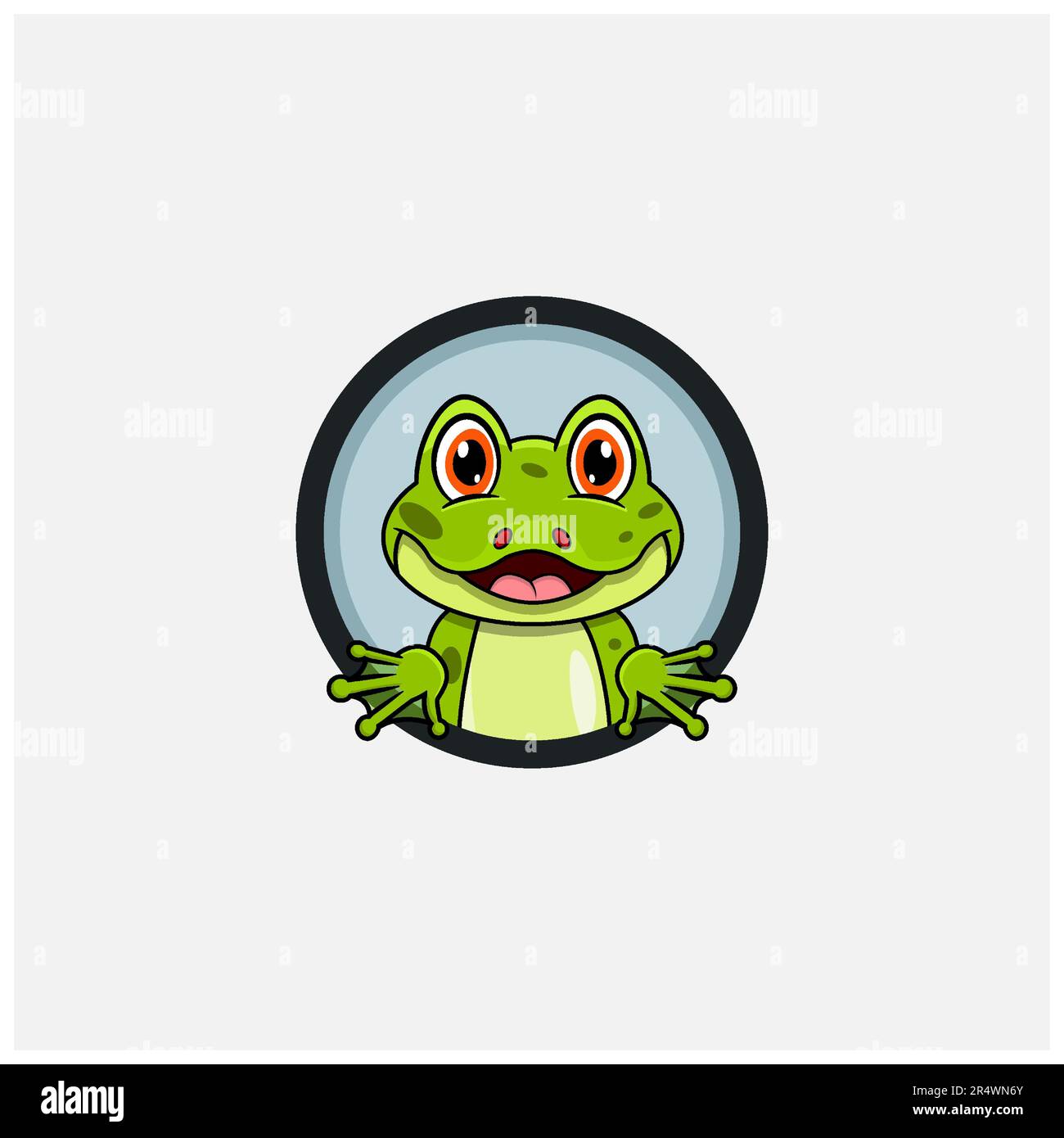 Funny Frog Head Character Design. Perfect For Logo, Label, Template and