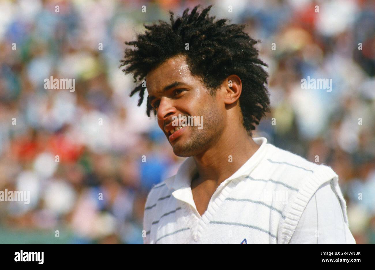 Photo Vintage Yannick Noah French Open Tennis 1980s, Action Sur Terre Battue