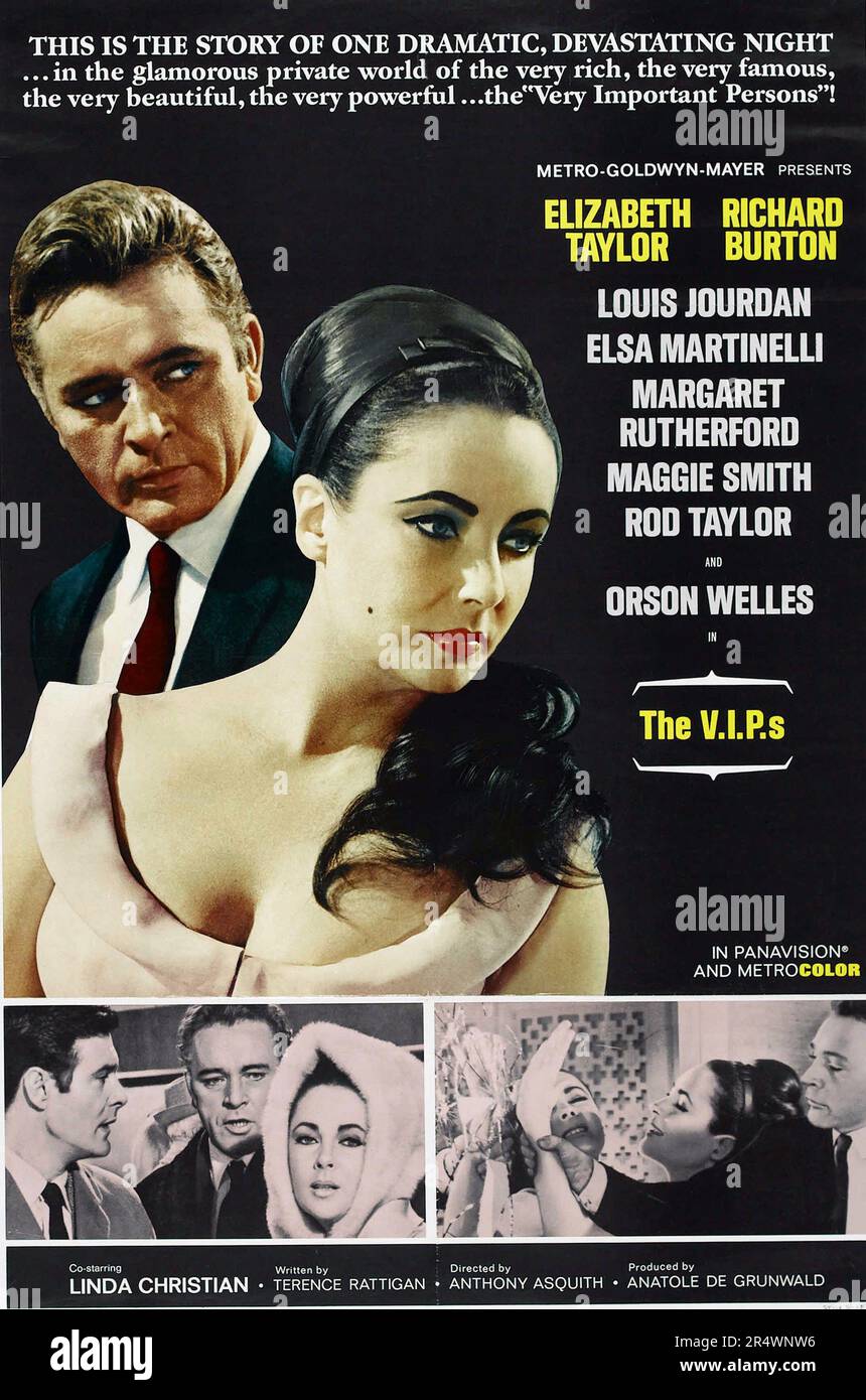 The V.I.P.s  Year: 1963 - UK Director: Anthony Asquith Elizabeth Taylor, Richard Burton American poster Stock Photo