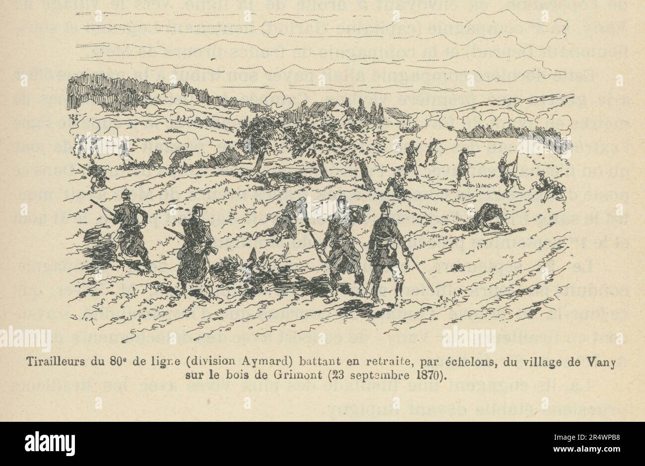 French riflemen (Aymard Division) retreating from the village of Vany ...