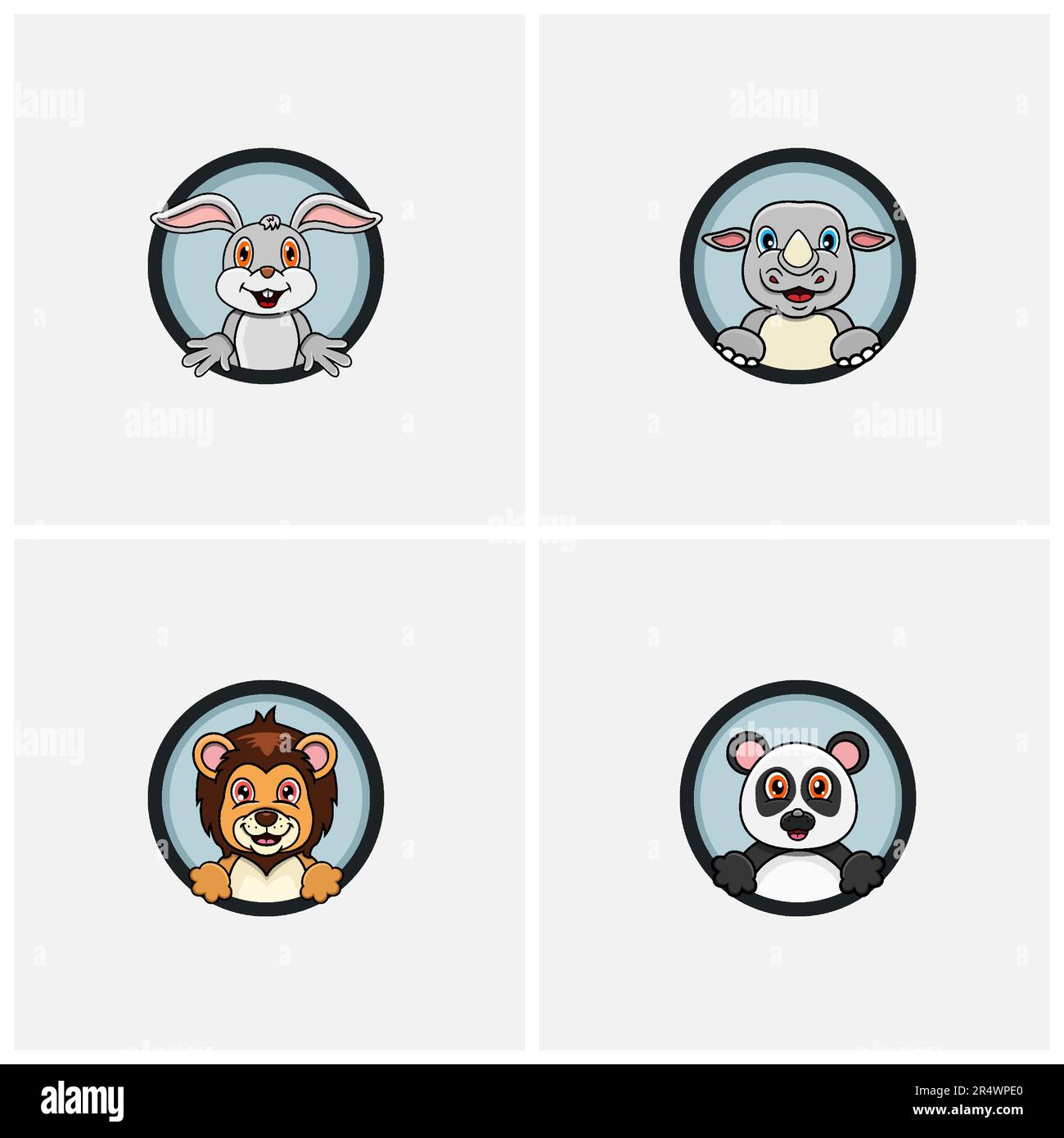Animal stickers in cartoon style. Collection of cute wild animal heads.  Vector illustration Stock Vector Image & Art - Alamy