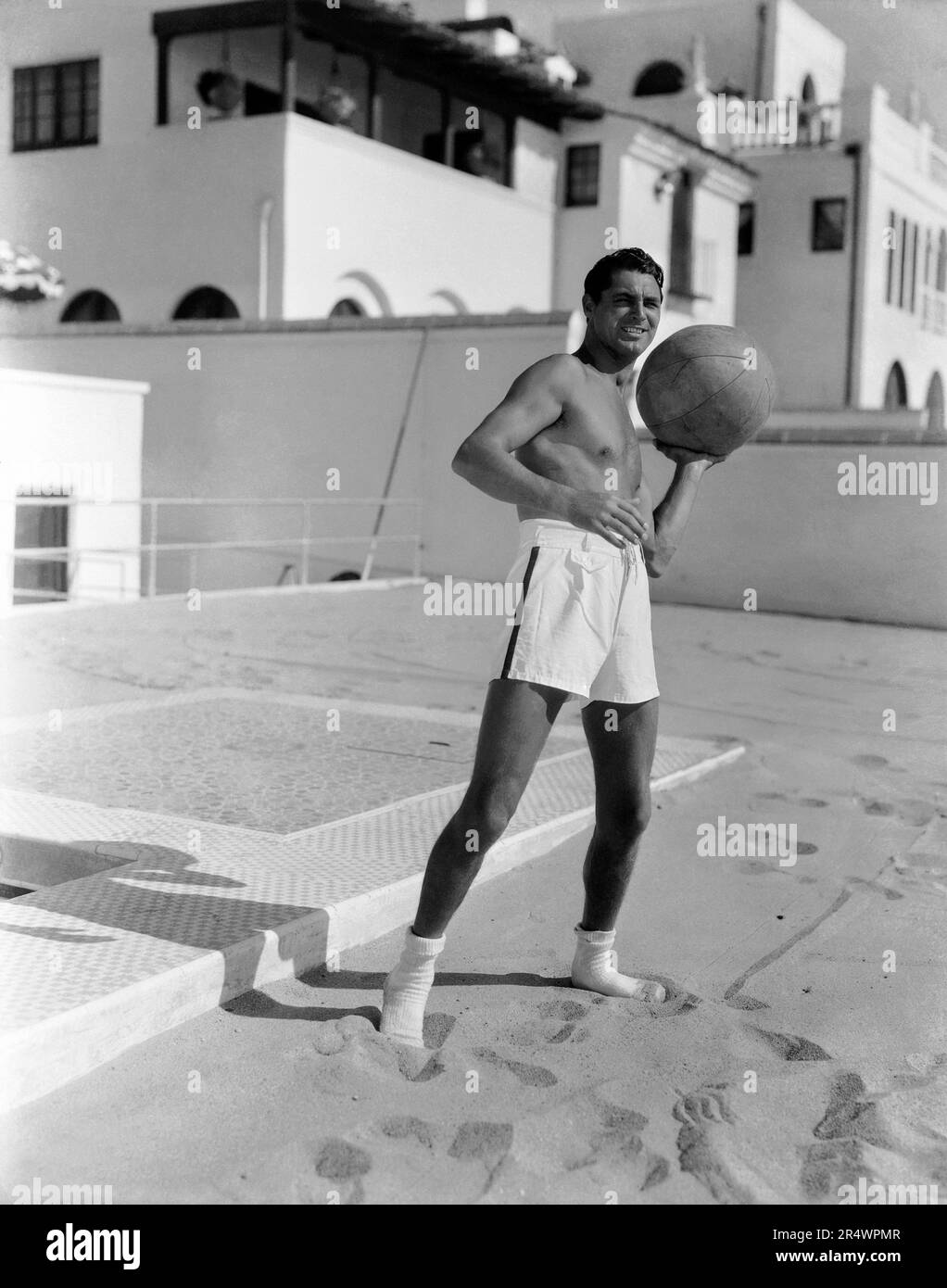 Cary Grant on a beach at Santa Monica, California Stock Photo