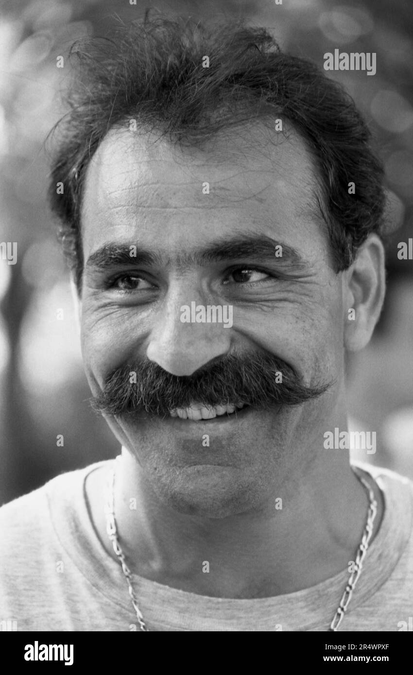Portrait of the French-Iranian tennis player Mansour Bahrami in 1988. Stock Photo