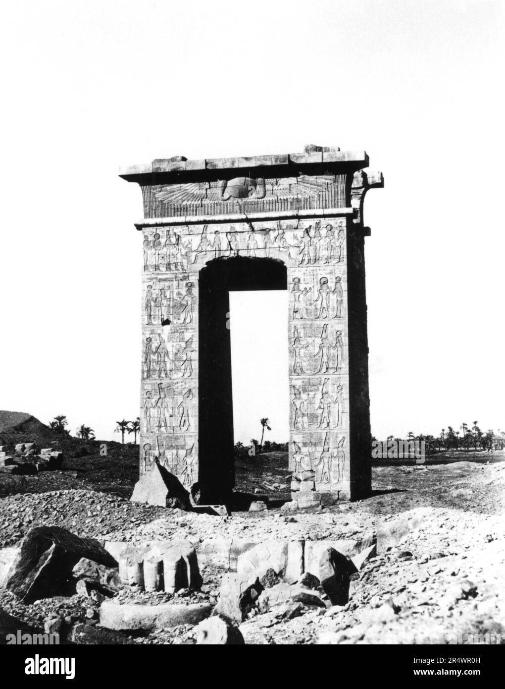 Karnak temple complex at Thebes (Luxor). Photograph  of north gate taken during the French archaeological mission to Egypt led by Emmanuel Rouge (1811-1872).   Ancient Egyptian Stock Photo
