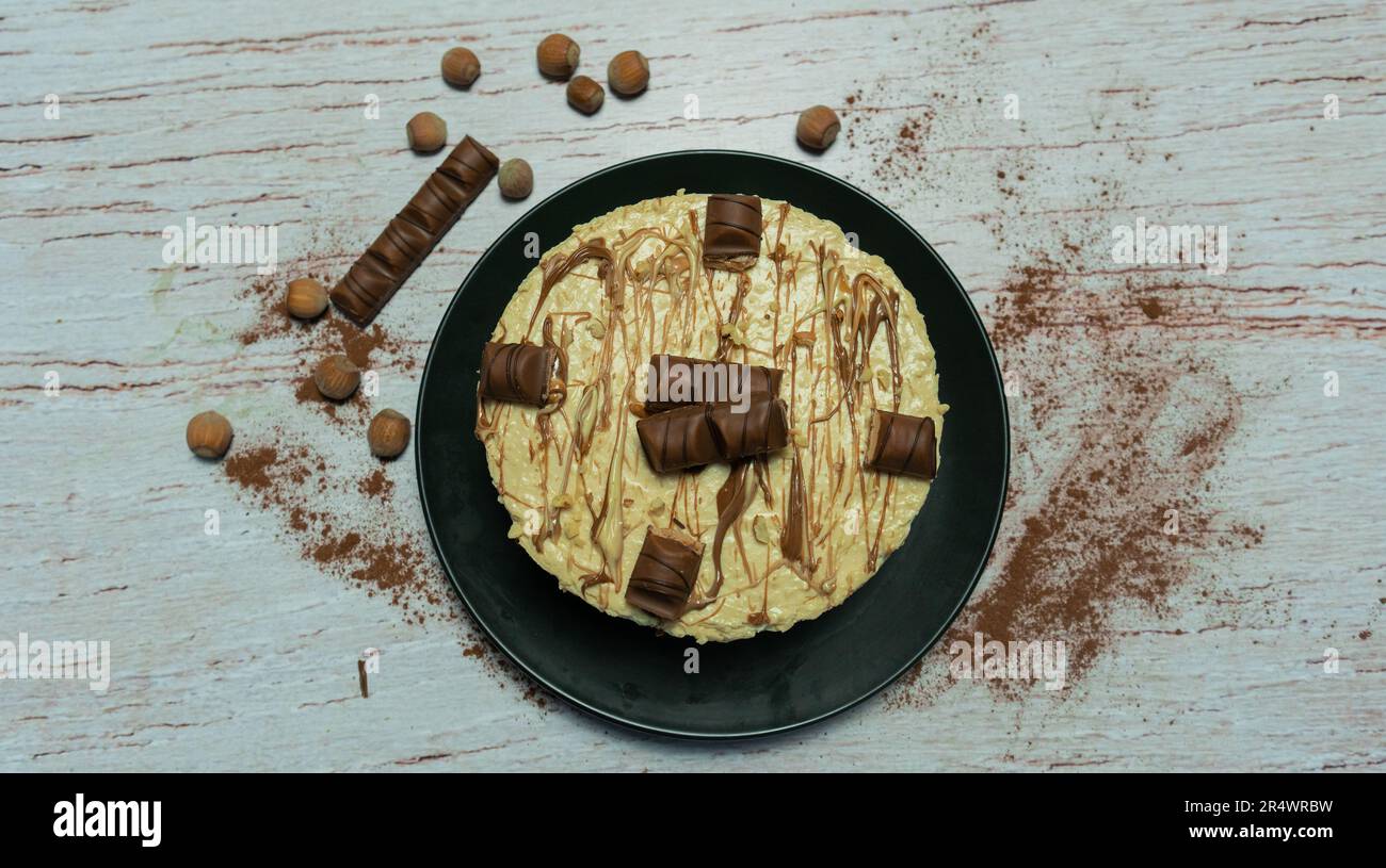kinder bueno chocolate cheesecake and vanilla dessert Stock Photo Alamy
