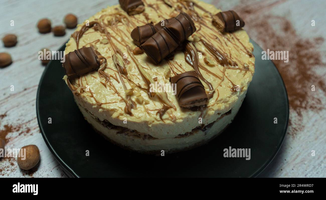 kinder bueno chocolate cheesecake and vanilla dessert Stock Photo Alamy
