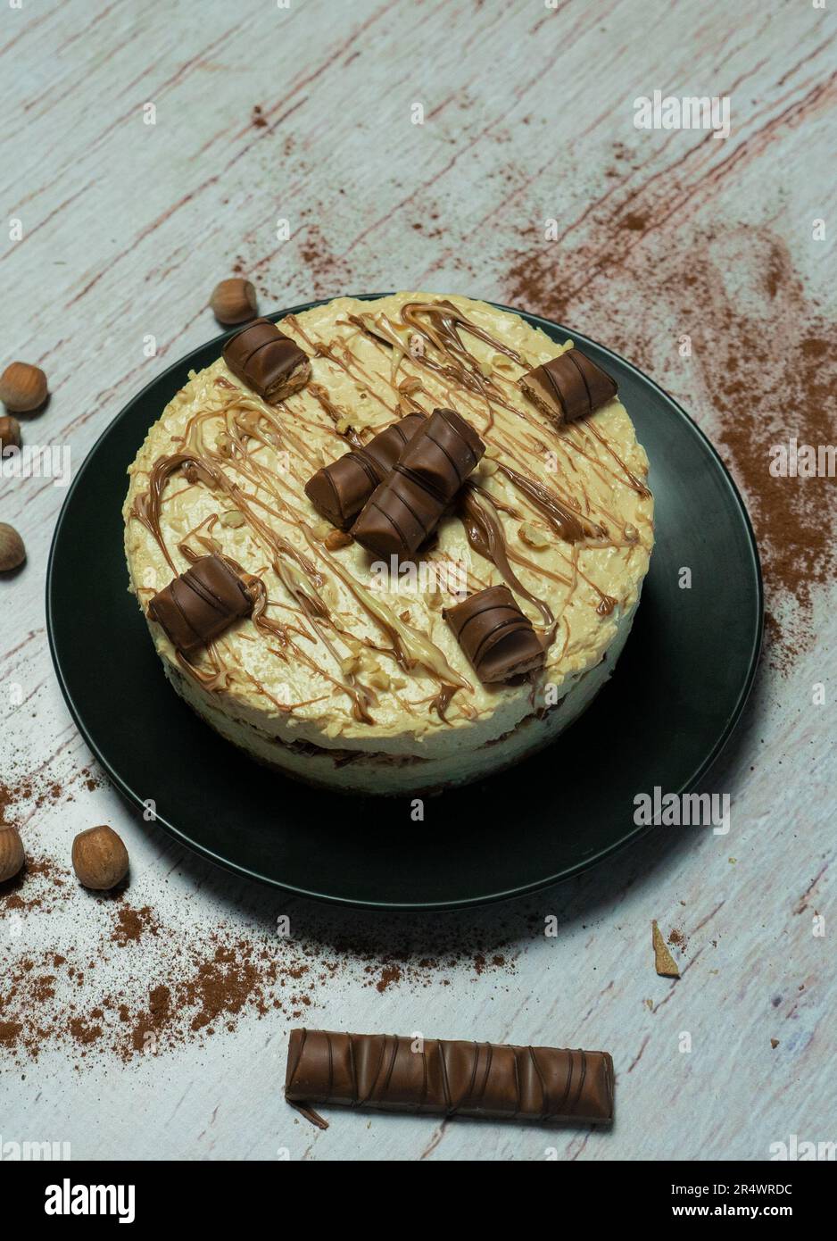 kinder bueno chocolate cheesecake and vanilla dessert Stock Photo Alamy