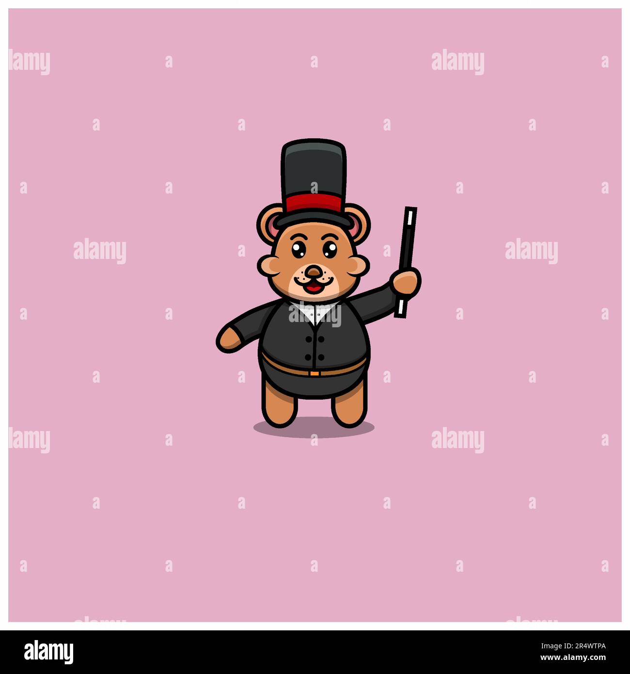 Cute Baby Bear Magician. Character, Logo, Icon, Cartoon And Inspiration Design. Vector And Illustration. Stock Vector