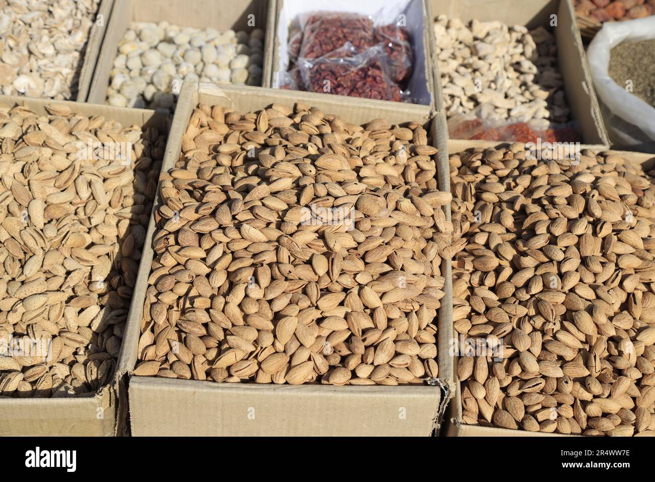 Sale of dried fruits at the TakhtaKaracha mountain pass, Uzbekistan Stock Photo Alamy