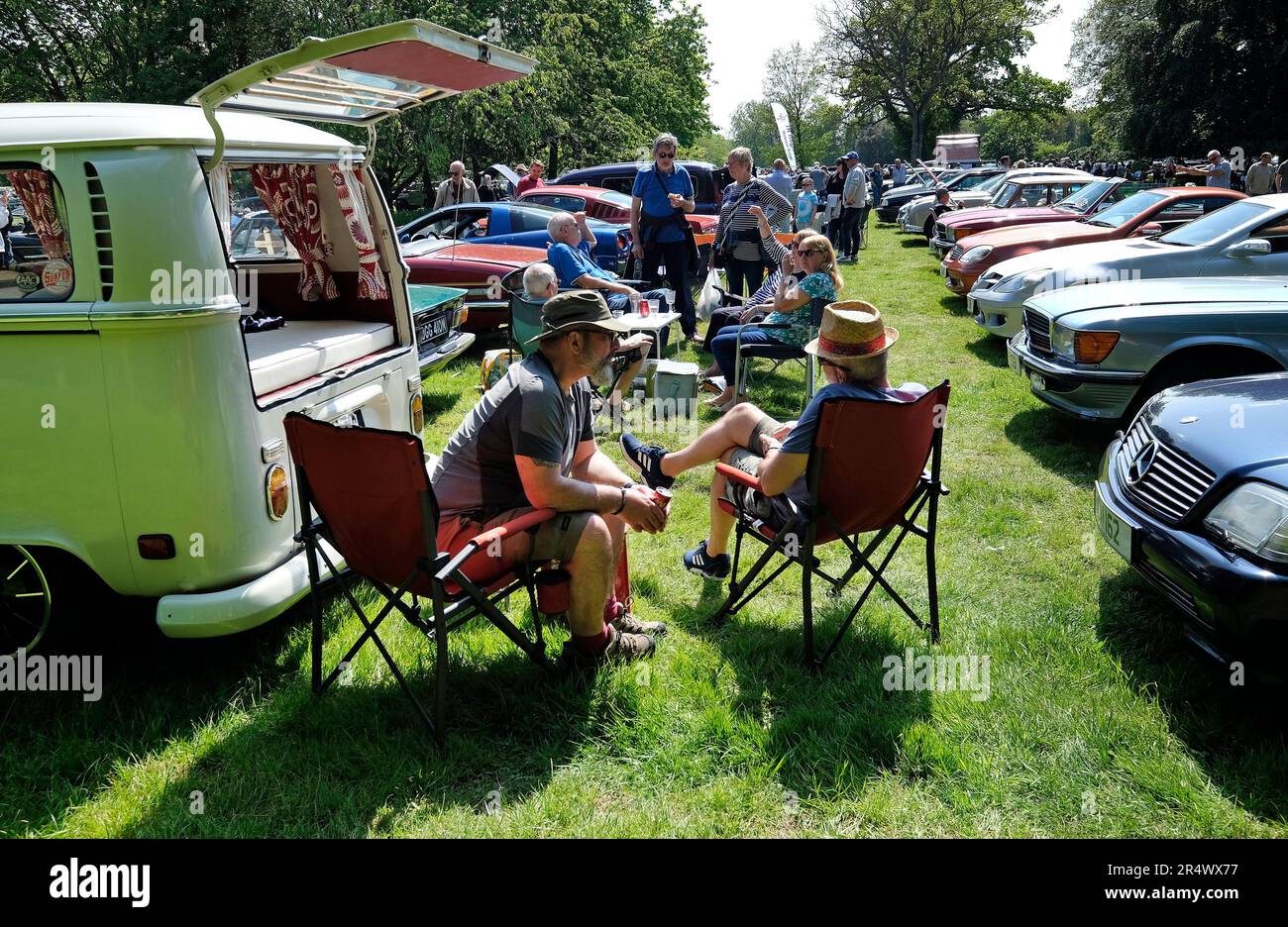 people at classic motor vehicle show, stody, norfolk, england Stock Photo