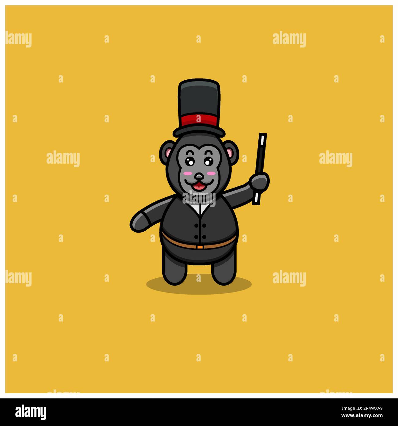 Cute Baby King Kong With Magician Costume. Character, Mascot, Icon