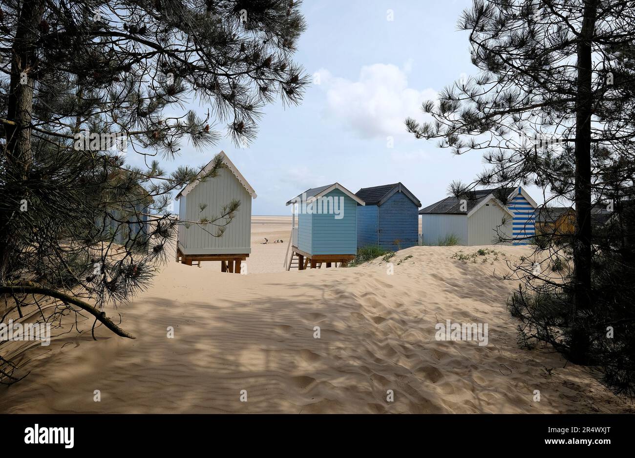 Beach Huts At Wells next the sea North Norfolk England Stock Photo beach-huts-at-wells-next-the-sea-north-norfolk-england-stock-photo