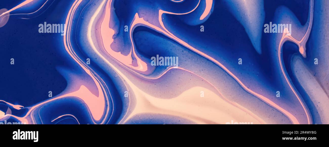 Abstract fluid art background navy blue and pink colors. Liquid marble ...