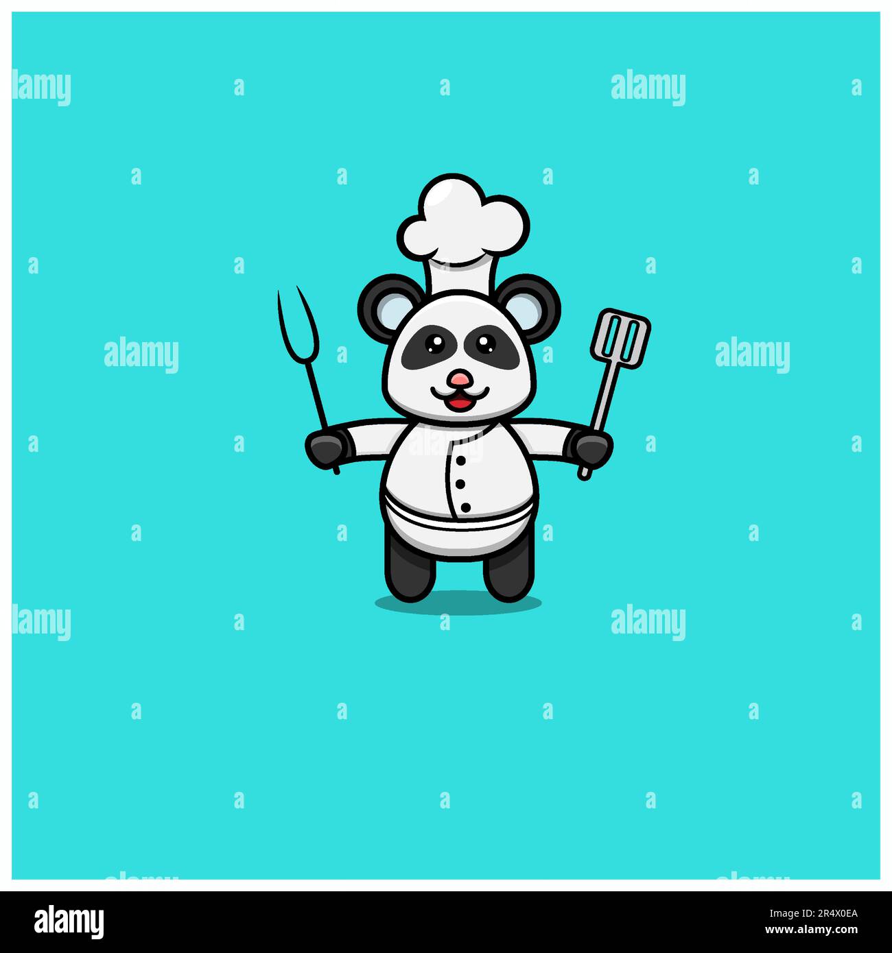 Cute Baby Panda With Chef Costume. Character, Logo, Icon And