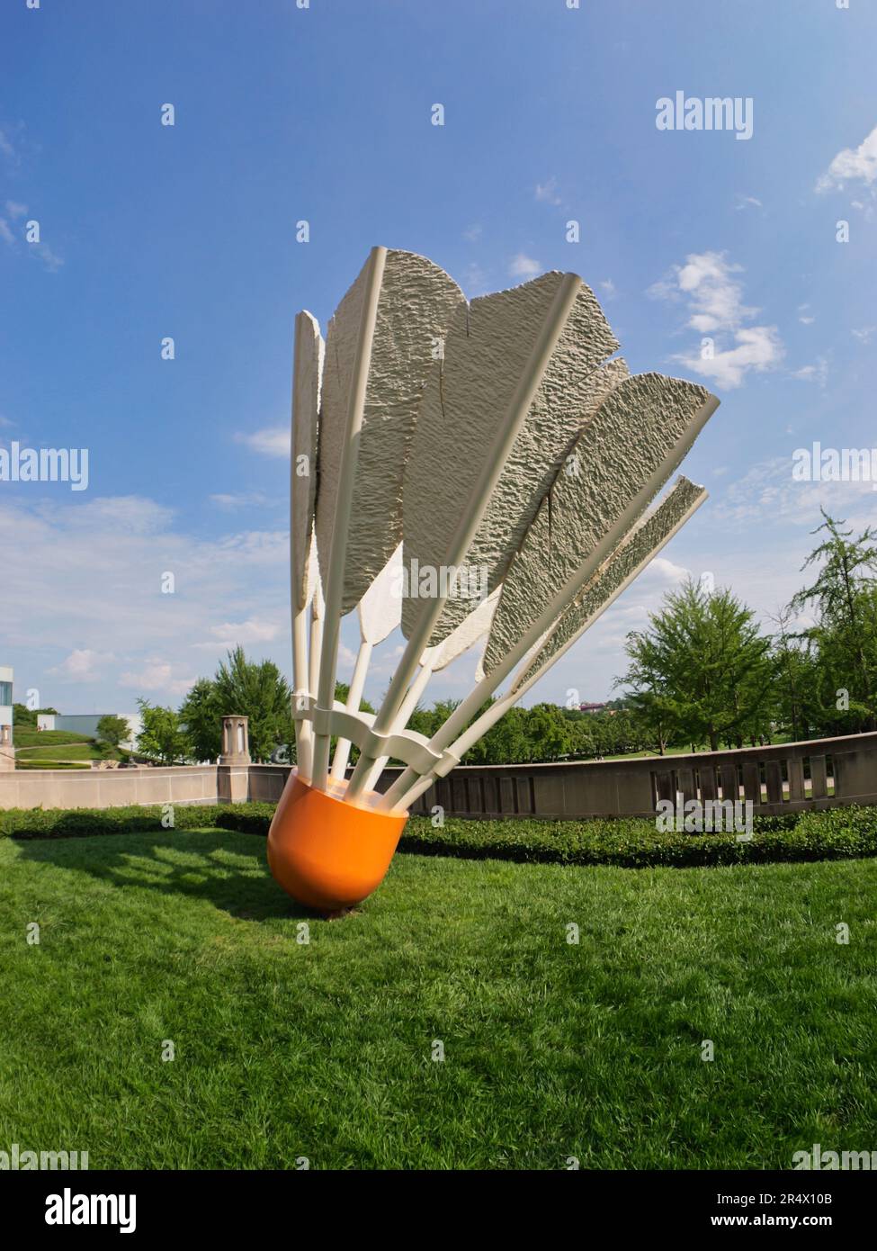 Kansas City, Missouri May 29, 2023 Fisheye of the Shuttlecock Sculptures of the NelsonAtkins