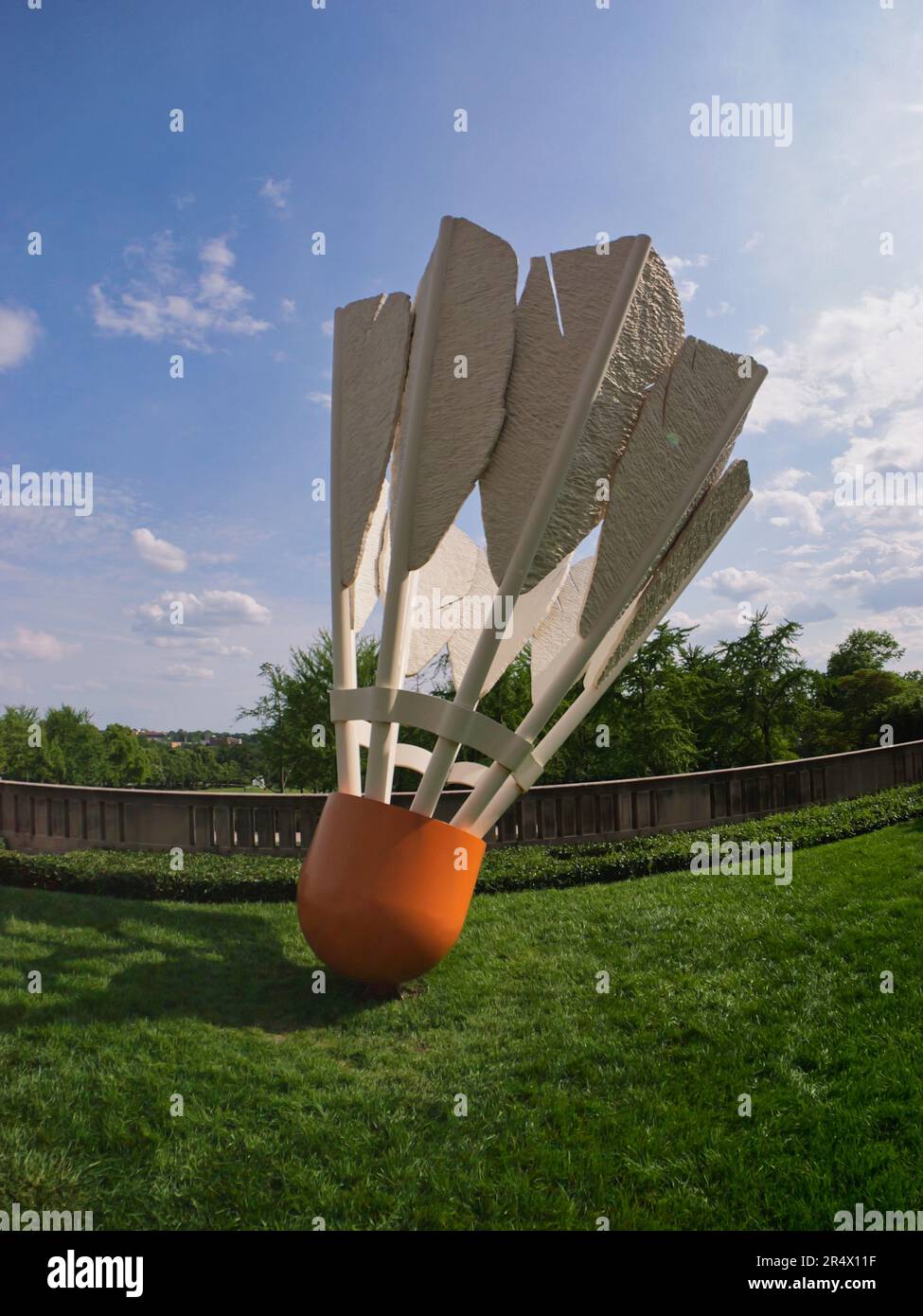Kansas City, Missouri May 29, 2023 Fisheye of the Shuttlecock Sculptures of the NelsonAtkins