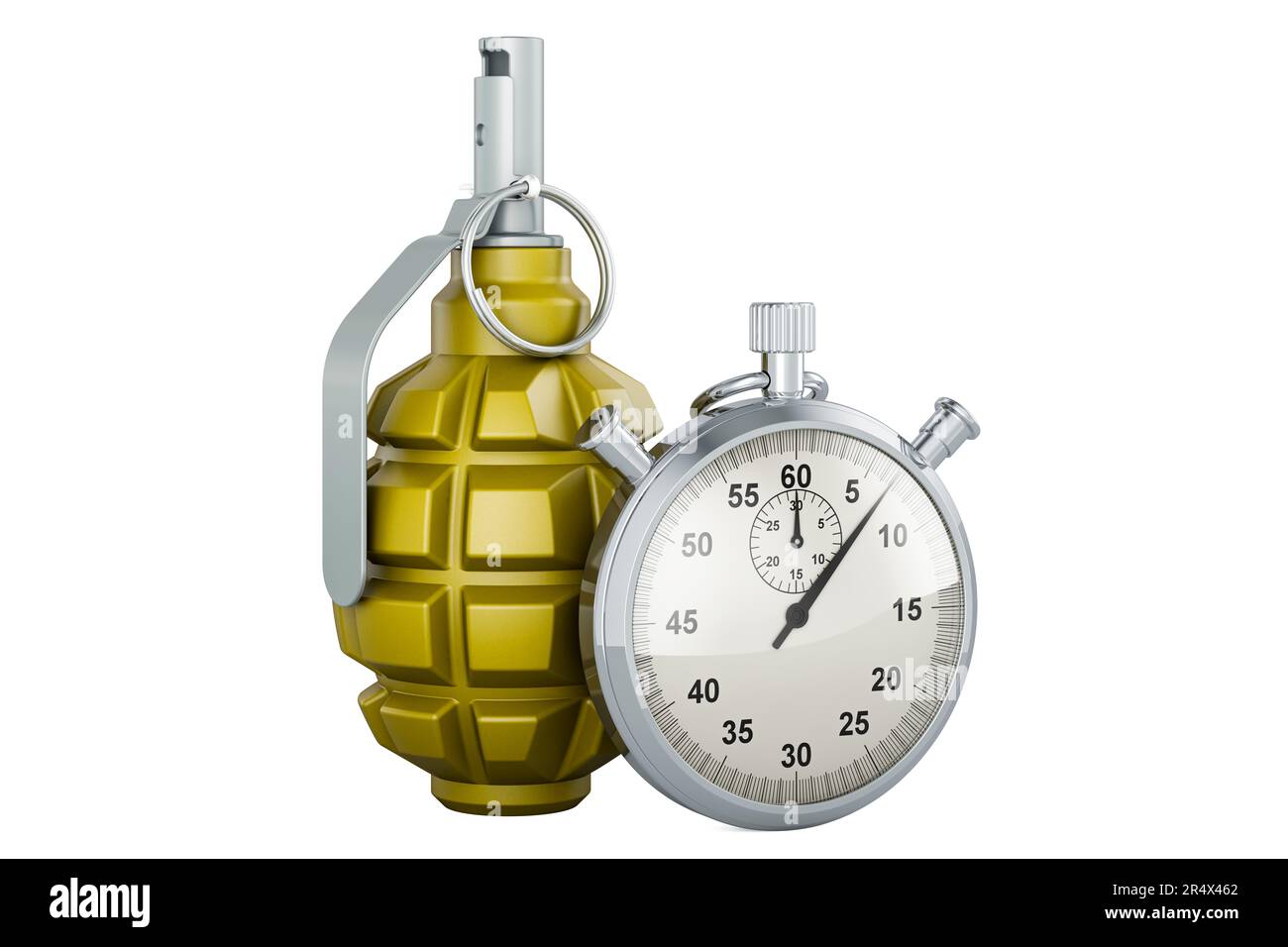 Hand grenade with stopwatch, 3D rendering isolated on white background ...