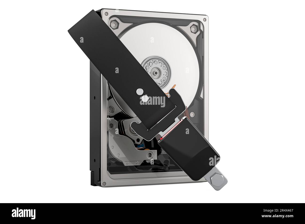 Hard Disk Drive HDD with safety belt. Security and protection concept