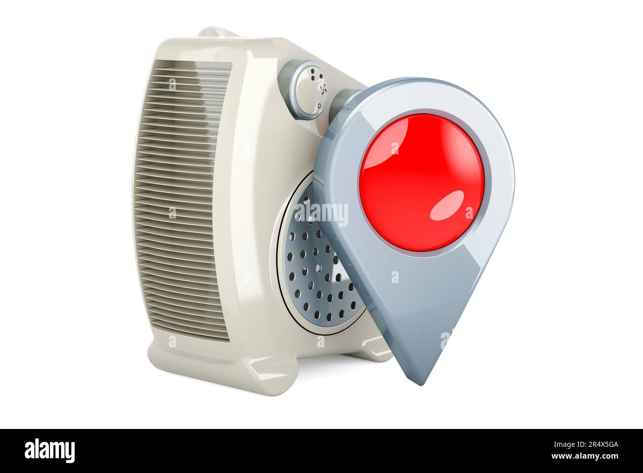Fan heater with map pointer, 3D rendering isolated on white background ...