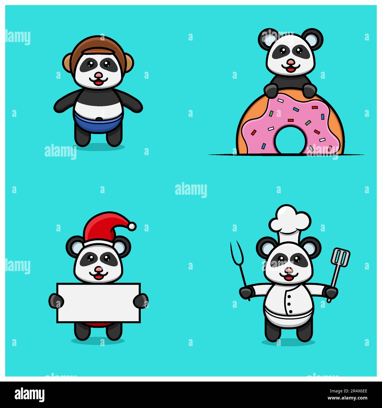 Premium Vector, Cute little panda hanging in the tree