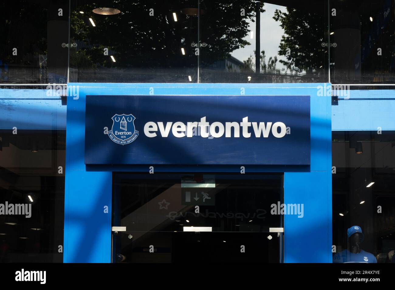 Evertontwo, a shop in Liverpool One with clothing and fan memorabilia Stock Photo