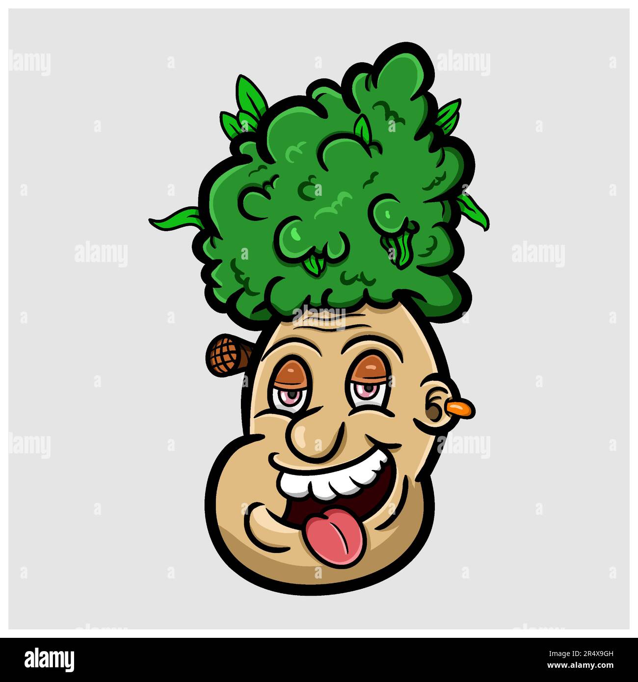 Cartoon Doodle Man With Marijuana Hat.  Clip art Vector. Logo, Mascot, Character Cartoon. Vector and Illustration. Stock Vector
