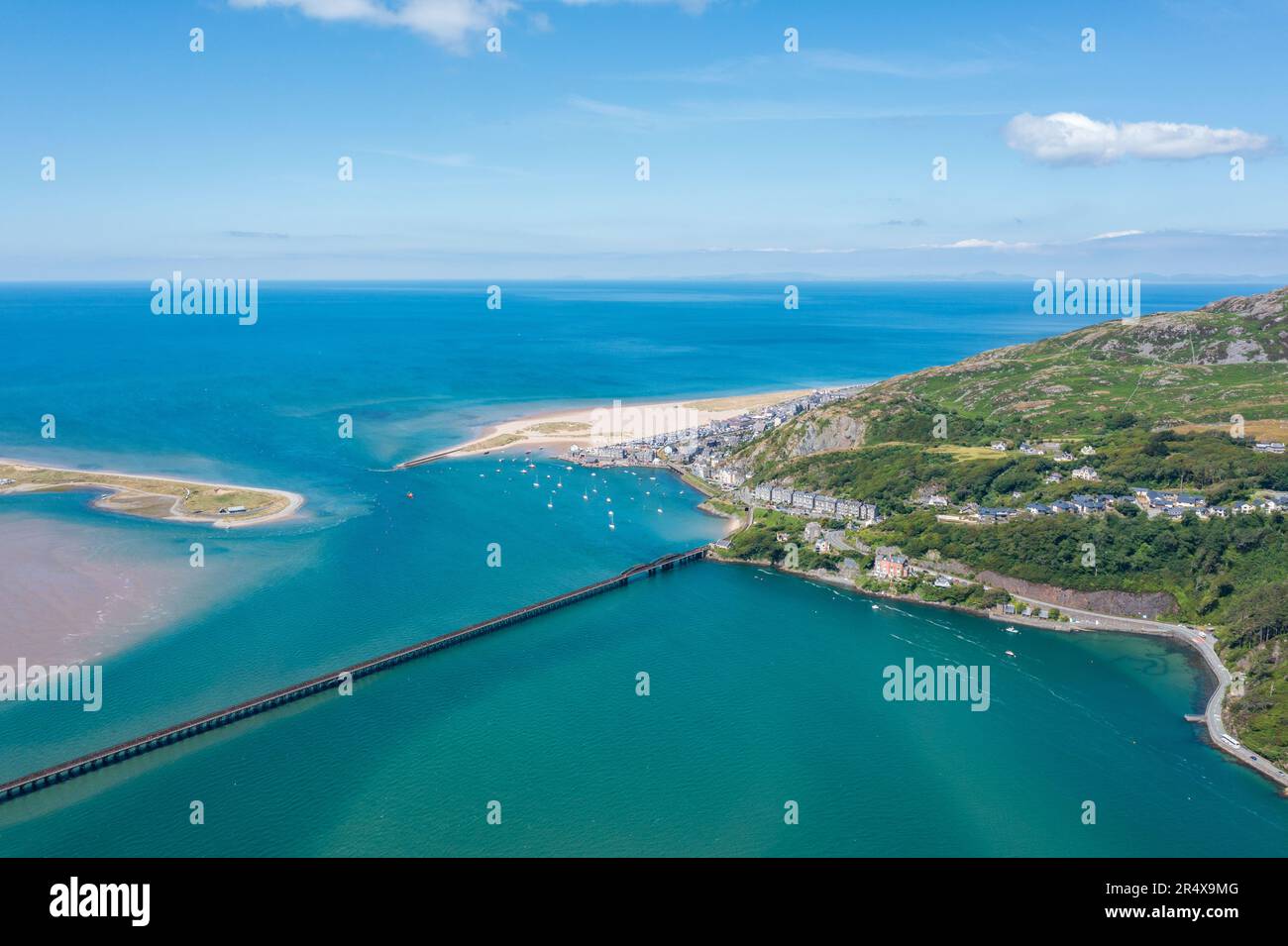 Aerial view of Barmouth, Mawddach estuary, Wales Stock Photo Alamy