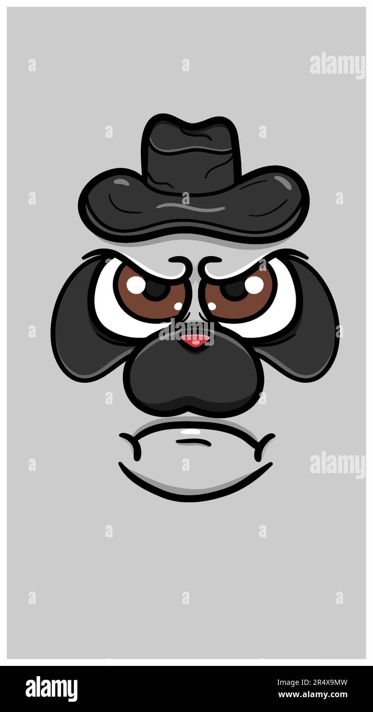 Cute Angry Panda Face With Mafia Hat. Vector Poster Wallpaper Background. Vector And Illustration. Stock Vector