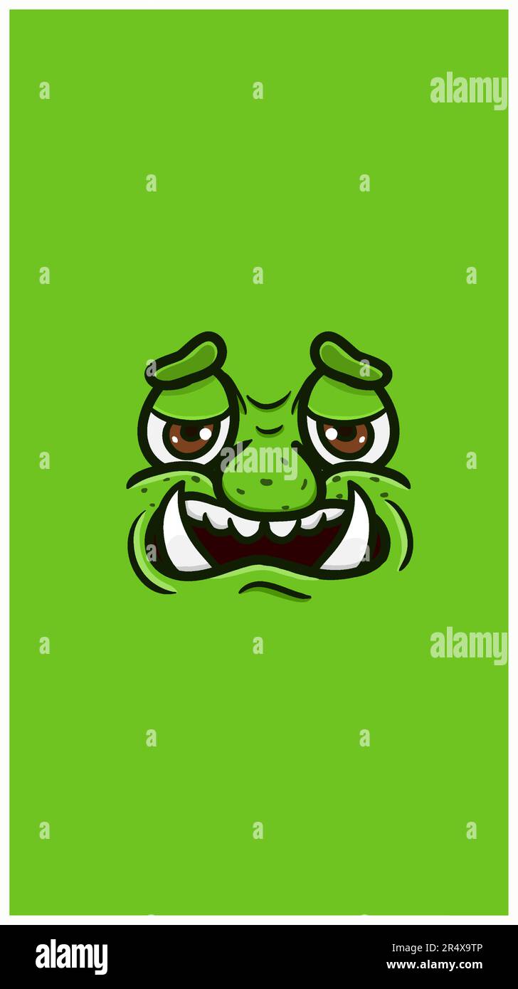 Cute Cartoon Troll Face With Relax Expression. Clip Art Vector. For Background, Backdrop and Wallpaper. vector and illustration Stock Vector