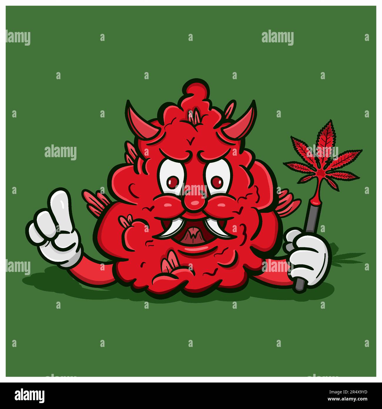Vector Illustration Mascot cartoon character of Weed Bud Evil.Suitable ...