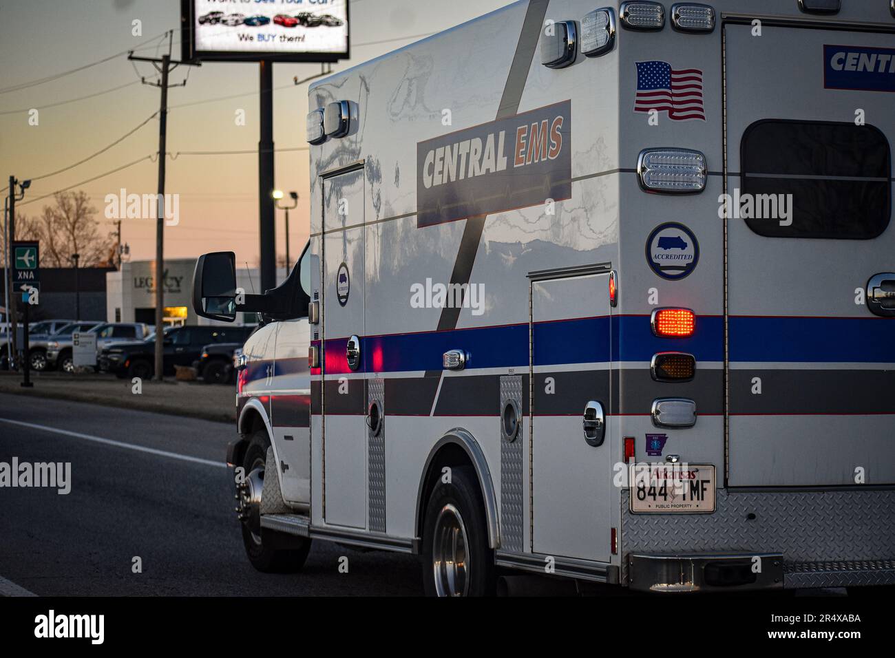 Ford E-Series Ambulance - Central EMS - Fayetteville Arkansas Stock Photo