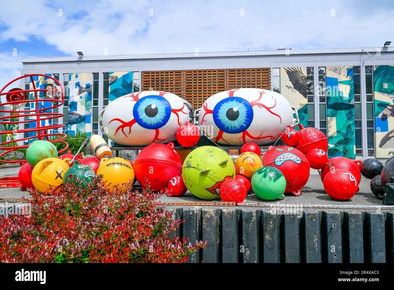 Art installation created using fishing floats , Centre for Digital Media, Vancouver, British Columbia, Canada Stock Photo
