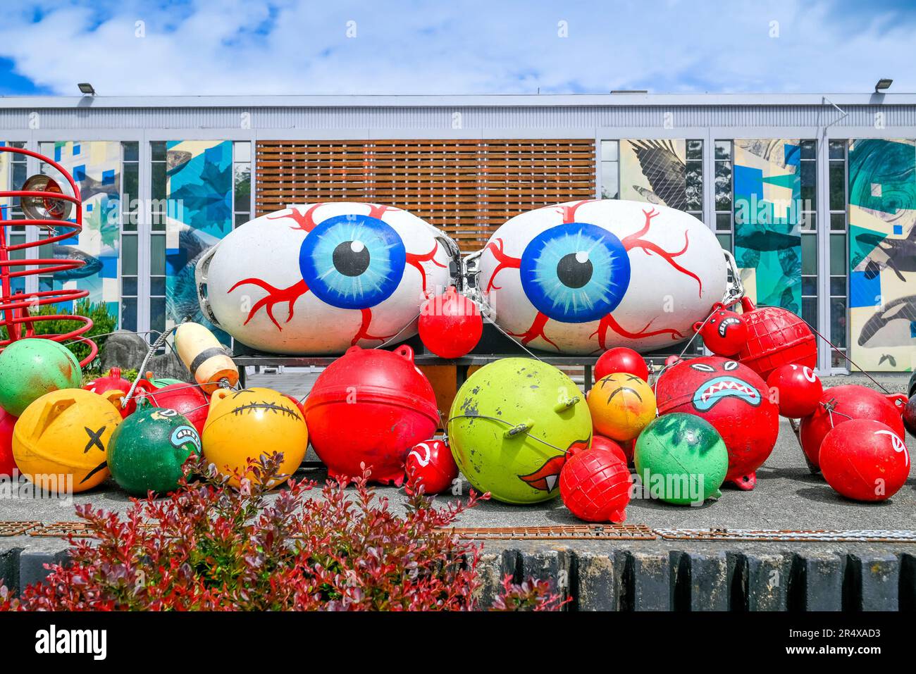 Art installation created using fishing floats , Centre for Digital Media, Vancouver, British Columbia, Canada Stock Photo