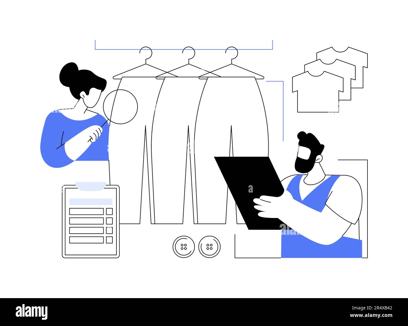 Quality control in clothing industry abstract concept vector