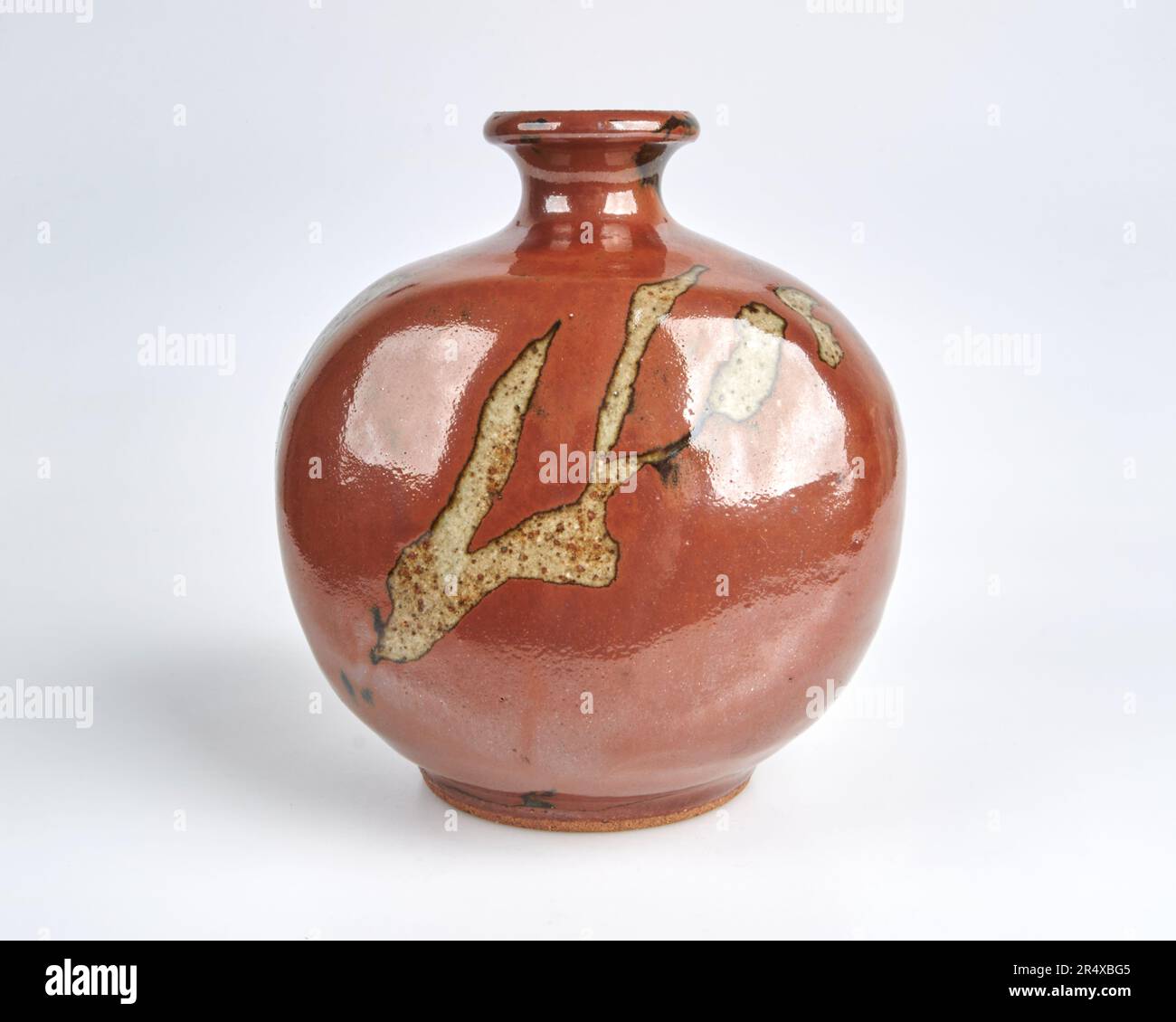 Vintage 1970-80s Japanese Studio Pottery stoneware bottle vase possibly by shoji Ham Stock Photo
