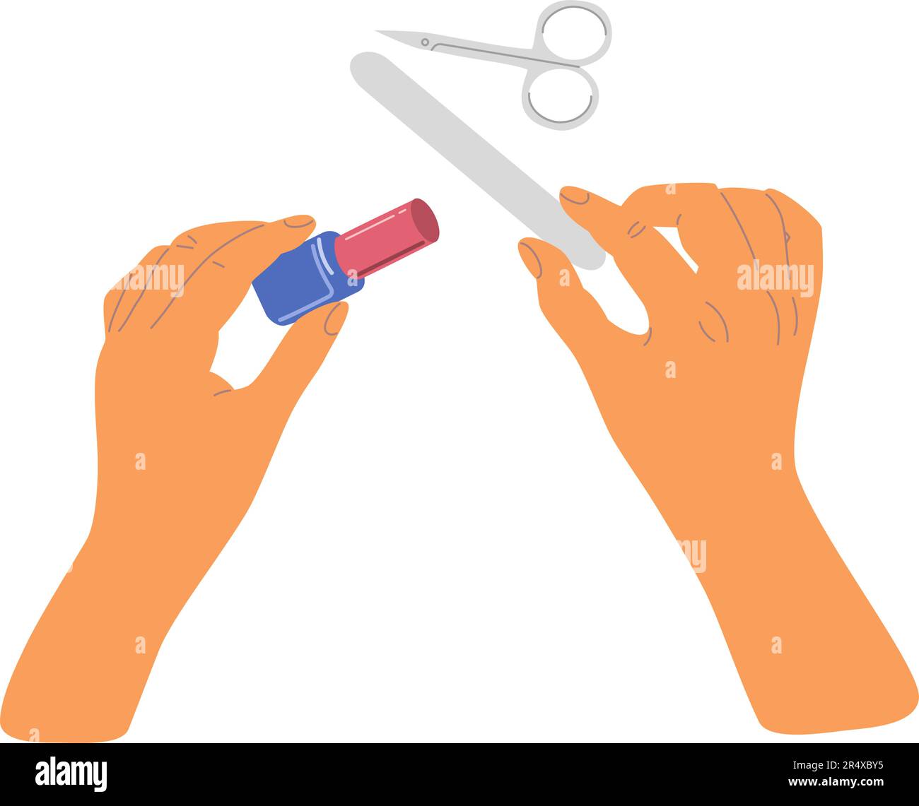 People hands doing nail care manicure close up vector illustration